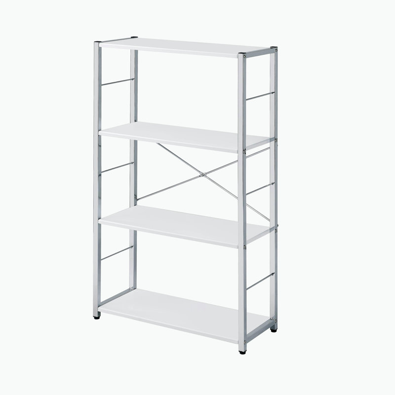 White & Chrome Finish Bookshelf, White