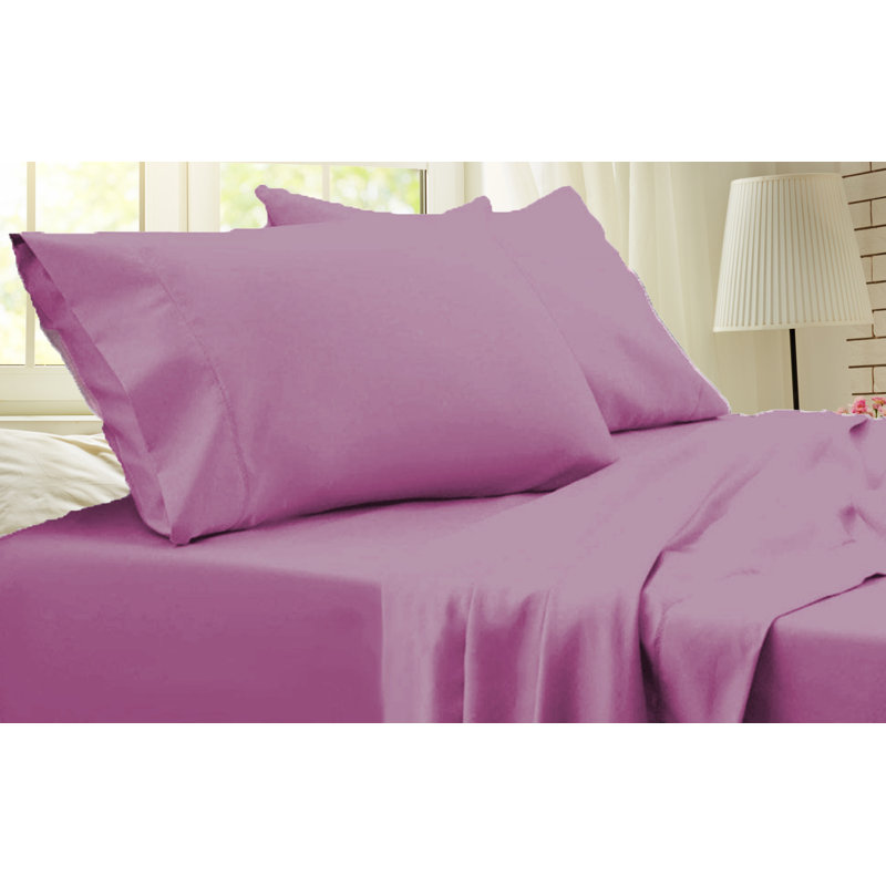 Ensemble de draps en rayonne de bambou de qualité supérieure 4 pièces, Ensemble de draps pour grand lit avec 2 taies d'or