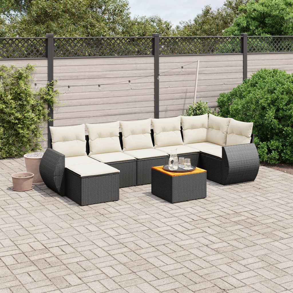 Vidaxl 8-Tlg. Garten-Sofagarnitur Mit Kissen Schwarz Poly Rattan