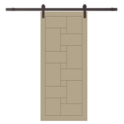 Paneled Manufactured Wood And Metal Barn Door With Installation Hardware Kit