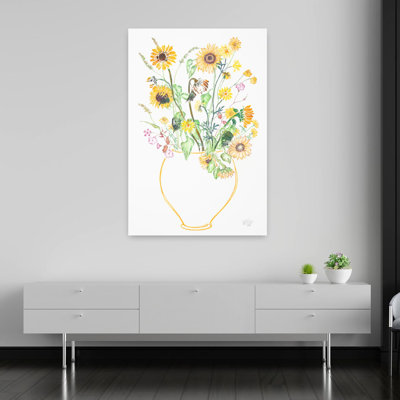 Art contemporain contemporain coloré délicat avec fleur rose délicate