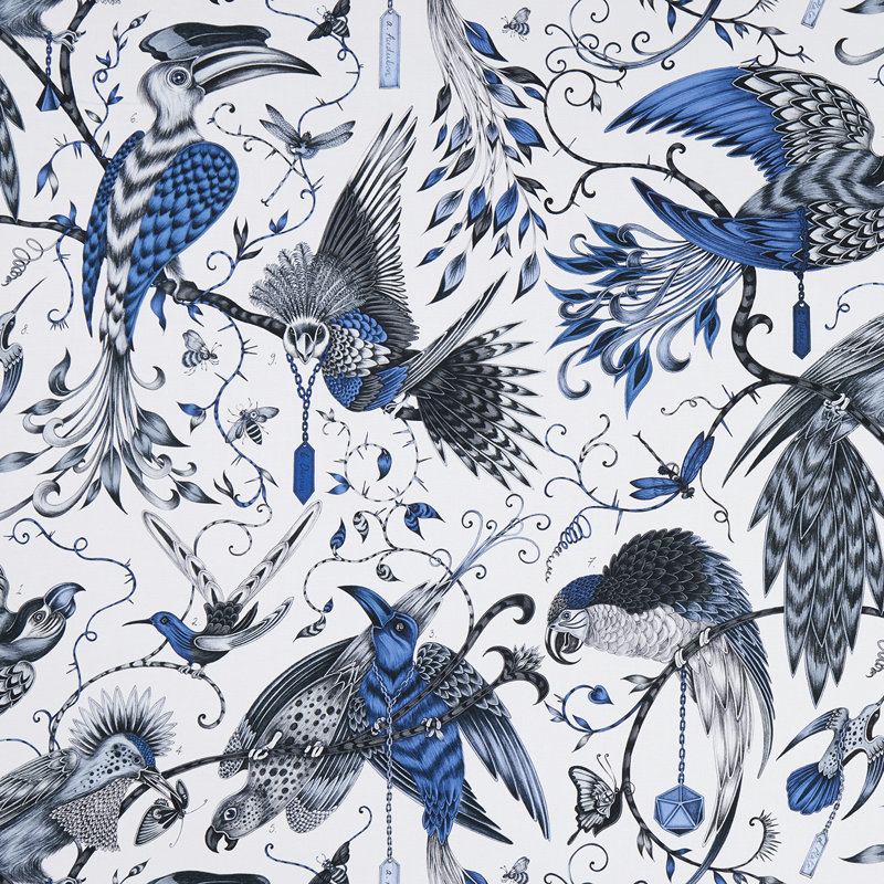 Animalia Audubon Fabric, Blue