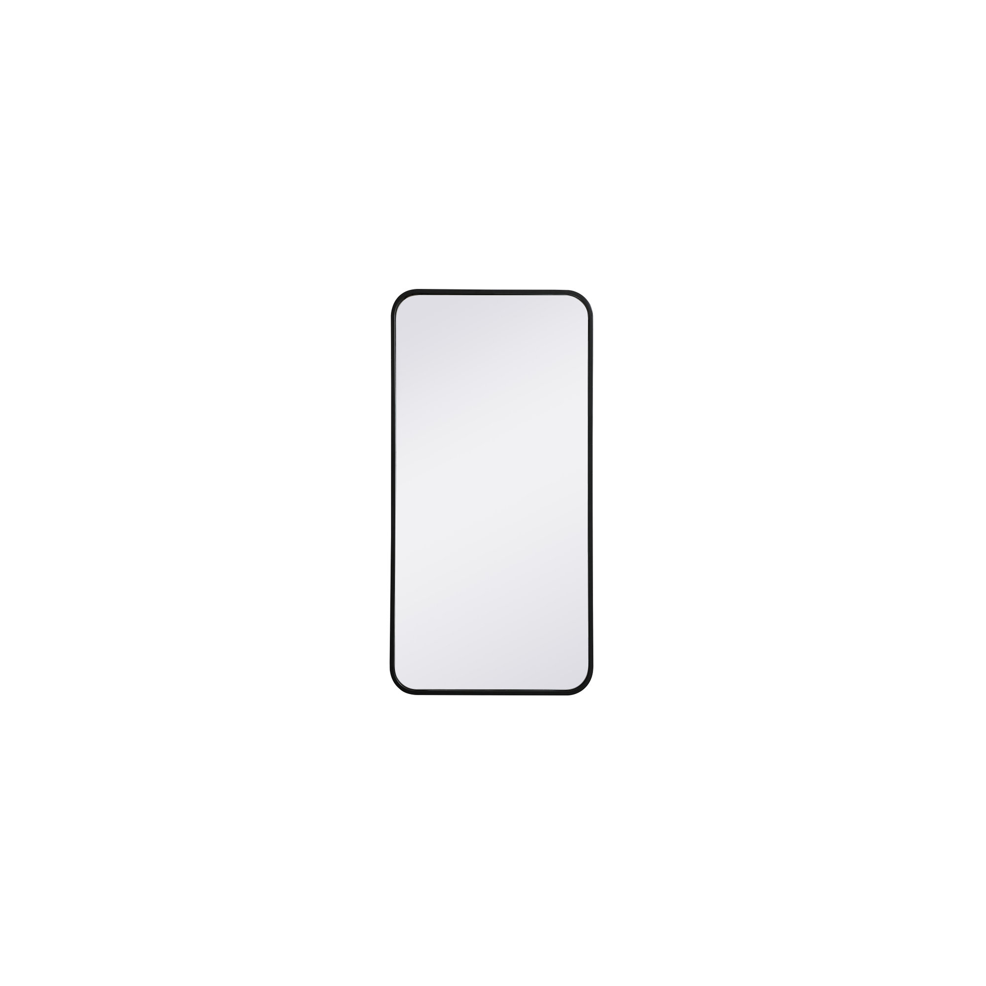 Sabine Metal Rounded Rectangle Wall Mirror, 36" x 18", Black