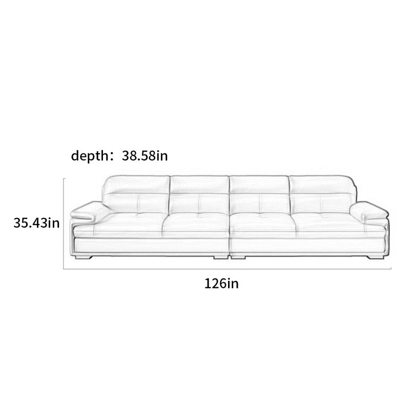 Canapé droit moderne nordique, H 35,43 po x l 126 po x P 38,58 po, 4