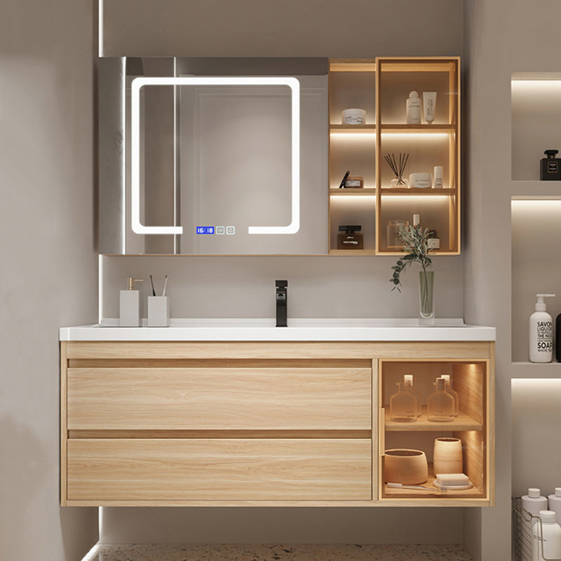 Simple log style bathroom cabinet