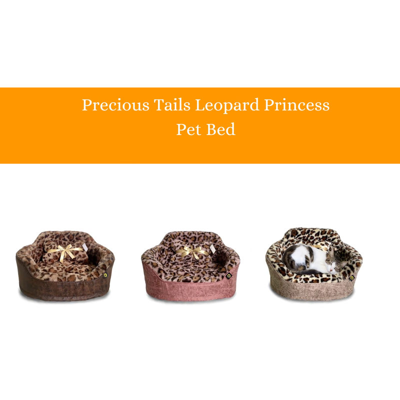 Navy Leopard Faux Fur Orthopedic Small Pet Bed