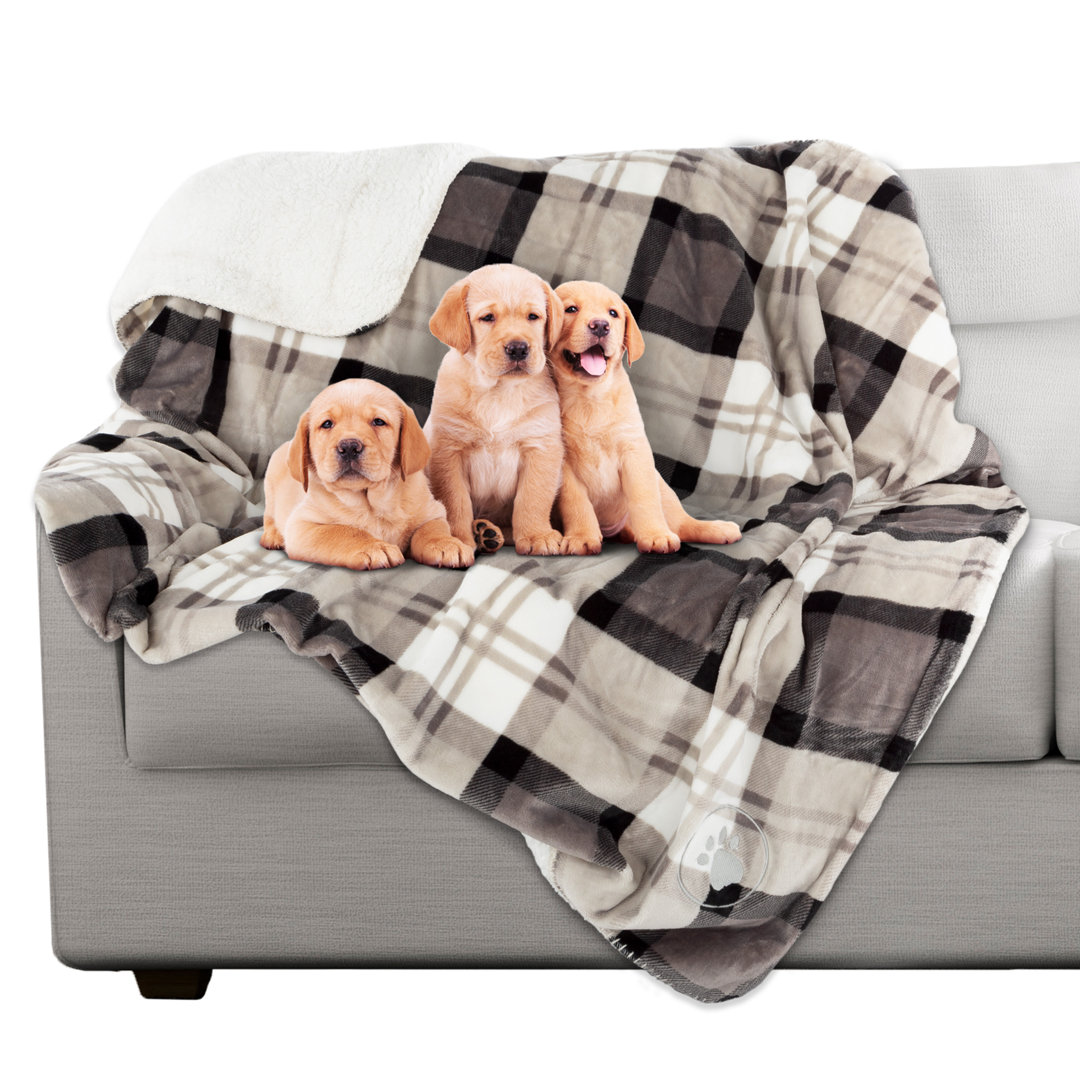 PETMAKER 50x60 Waterproof Dog Blanket, Gray Plaid Petmaker