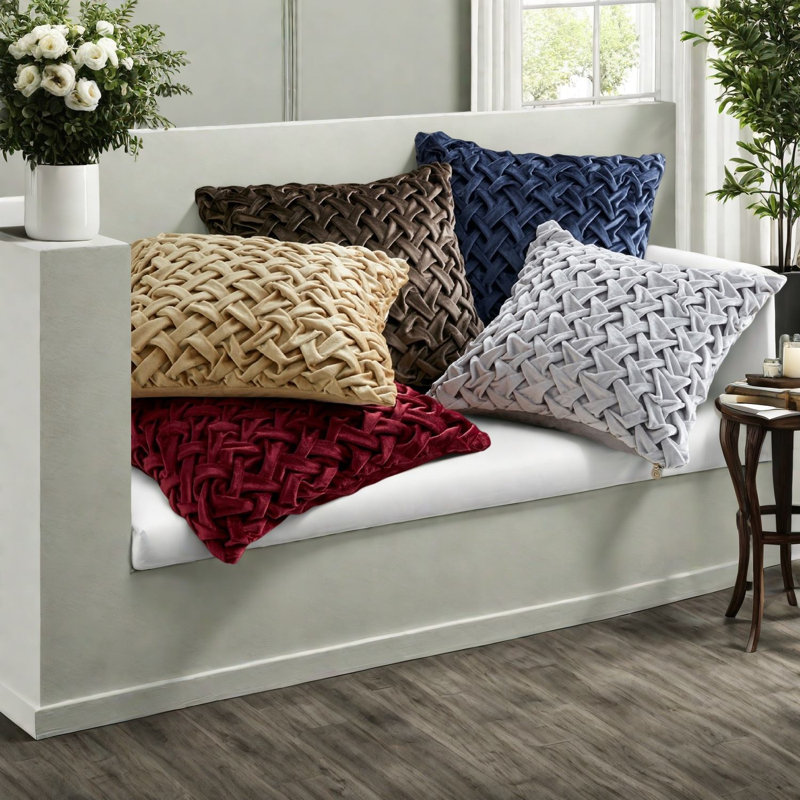 Coussin luxueux en velours doré ruché, ensembles de literie 20 x 20 pour la décoration intérieure