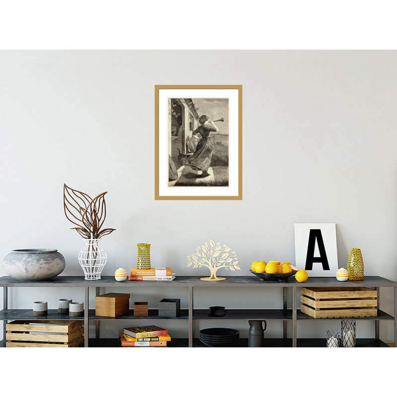 «The Dinner Horn» par Winslow Homer, impression giclée sur cadre, H 29,5 po x l 22,35 po
