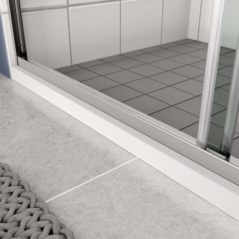 Porte de douche, porte coulissante, avec verre trempé de 1/4 po, Chrome chrome