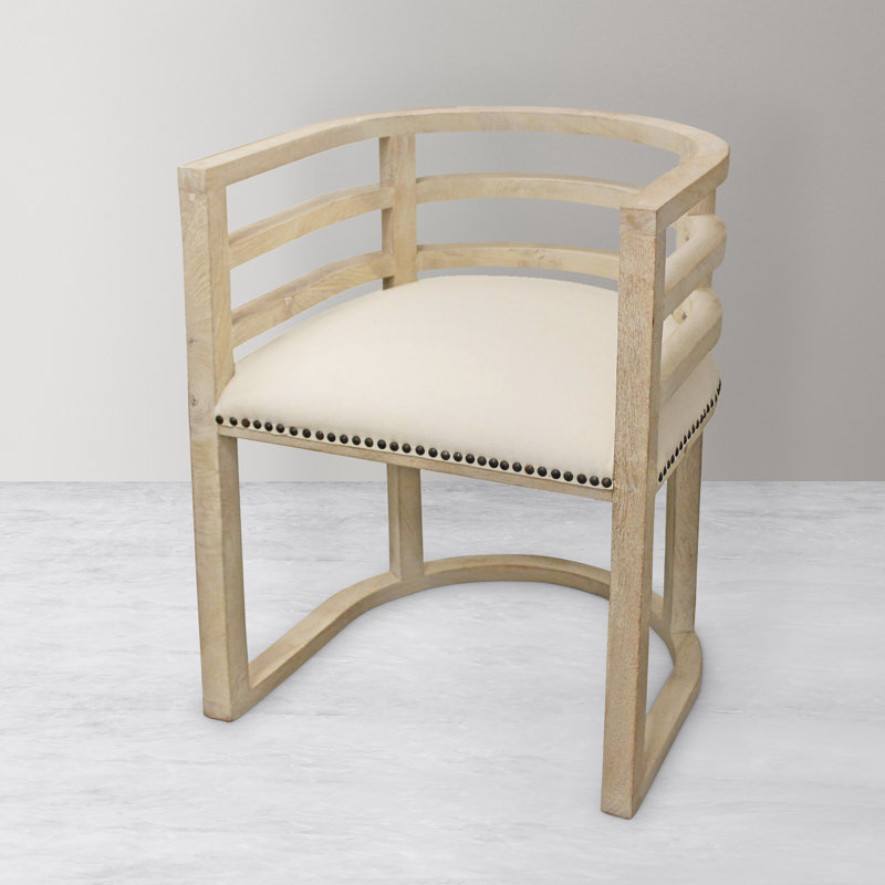 Fauteuil demi-tonneau en lin 21 po