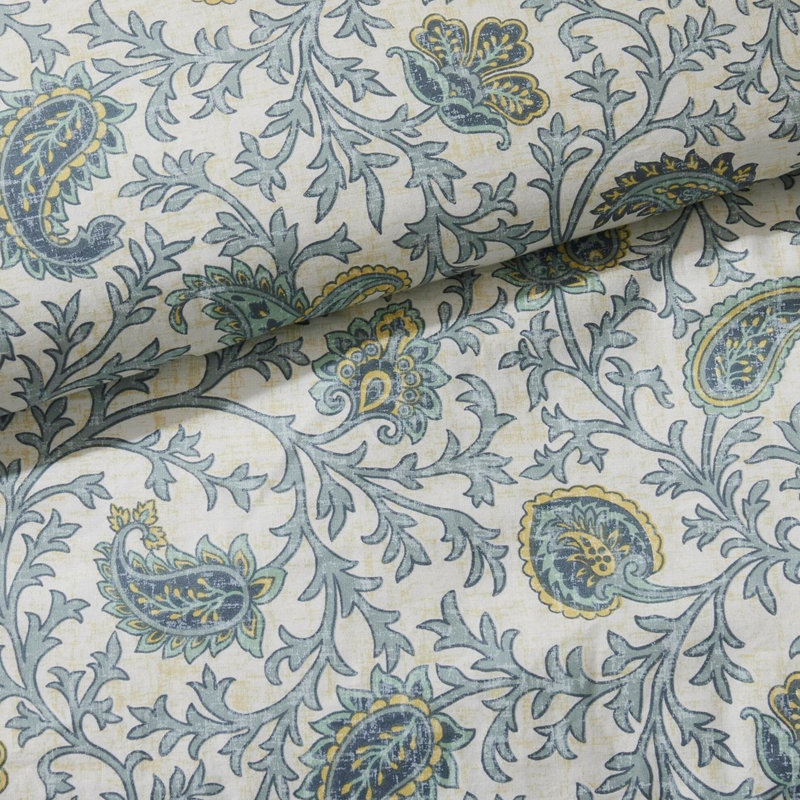 Ensemble de literie 9 pièces pour grand lit - Look avec tissu et coussins décoratifs, Blanc / aqua