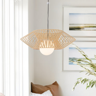 Luminaire suspendu géométrique à 1 lumière avec accents en fer forgé Analiza
