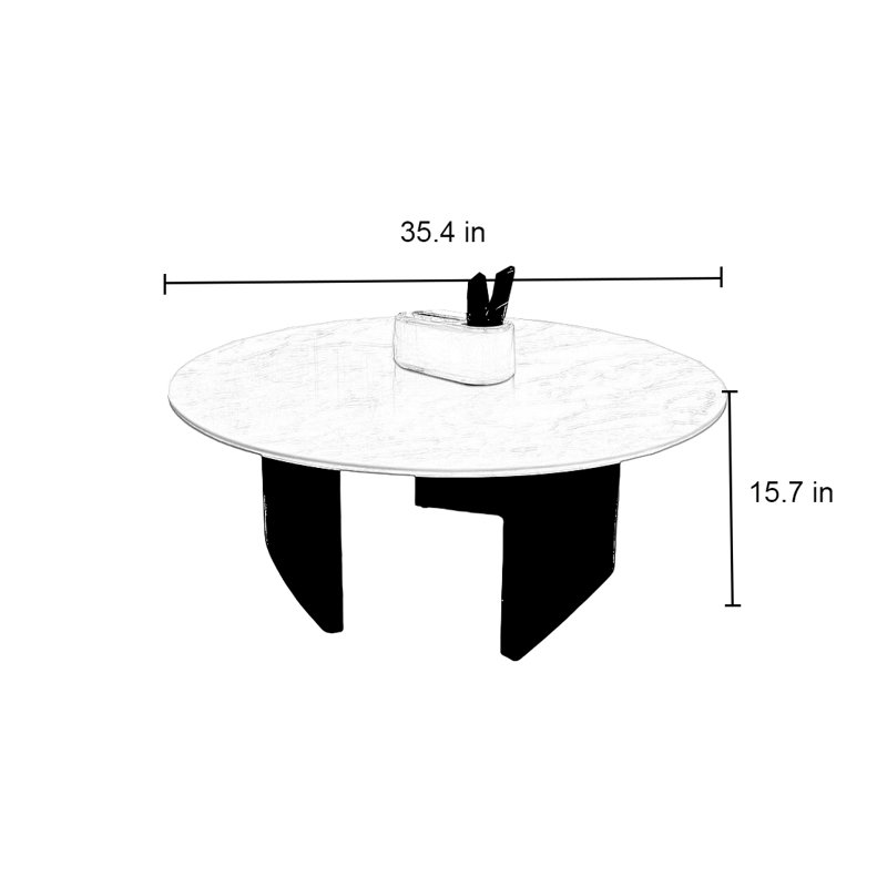 Table de salon italienne ronde en marbre, H 15,7 po x L 35,4 po x l 35,4 po