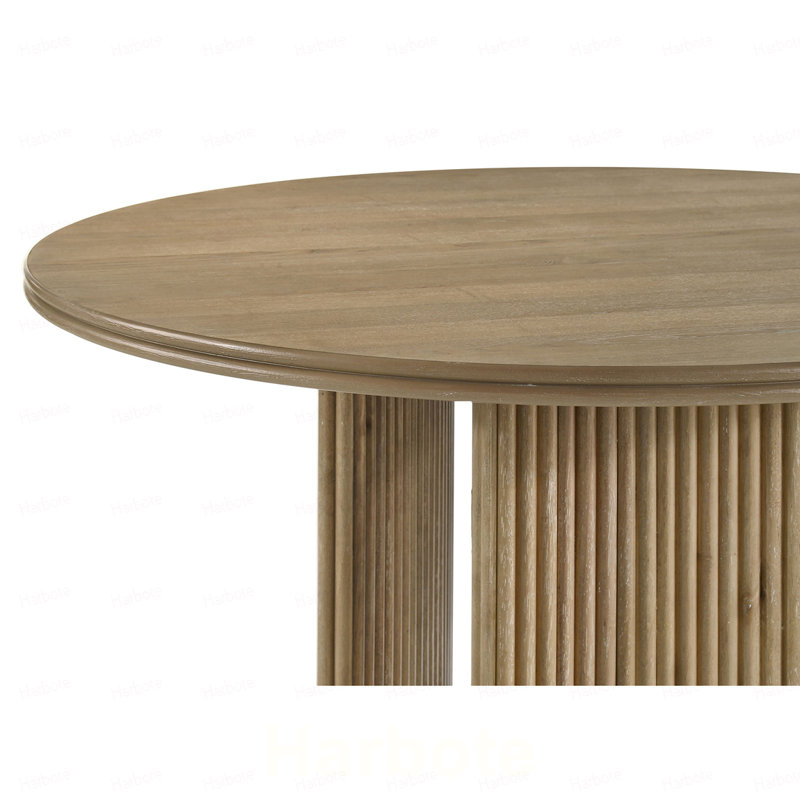 Dreydon Distressed Light Brown Round Dining Table