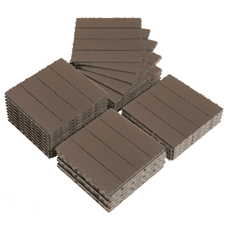 Carnet Plastic Interlocking Deck Tile, 29cm W x 29cm L, Light Coffee