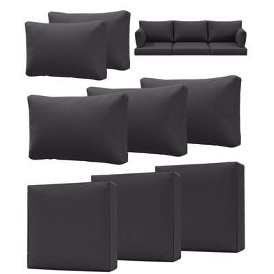 Outdoor 4" Thick Replacement Cushion Set Seat/Back Cushion (Set Of 3 Seats , 3 Backs , 2 Short Backs)