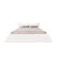 Très grand lit plateforme tapissier - Tête de lit en velours de forme spéciale, structure en métal et bois, beige / blanc