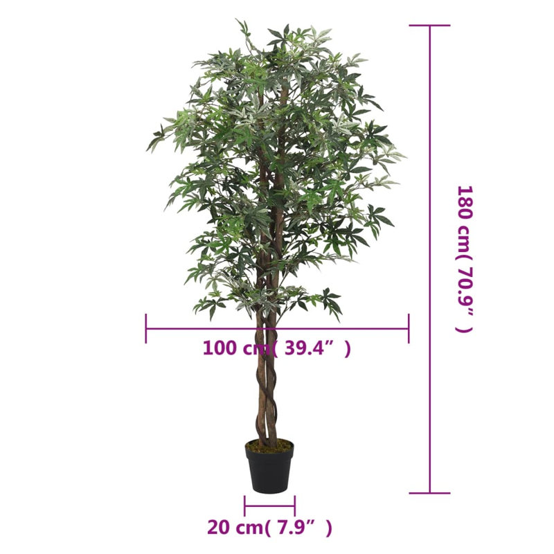 Faux Maple Tree in Pot, 180cm H x 100cm Wx 20cm D
