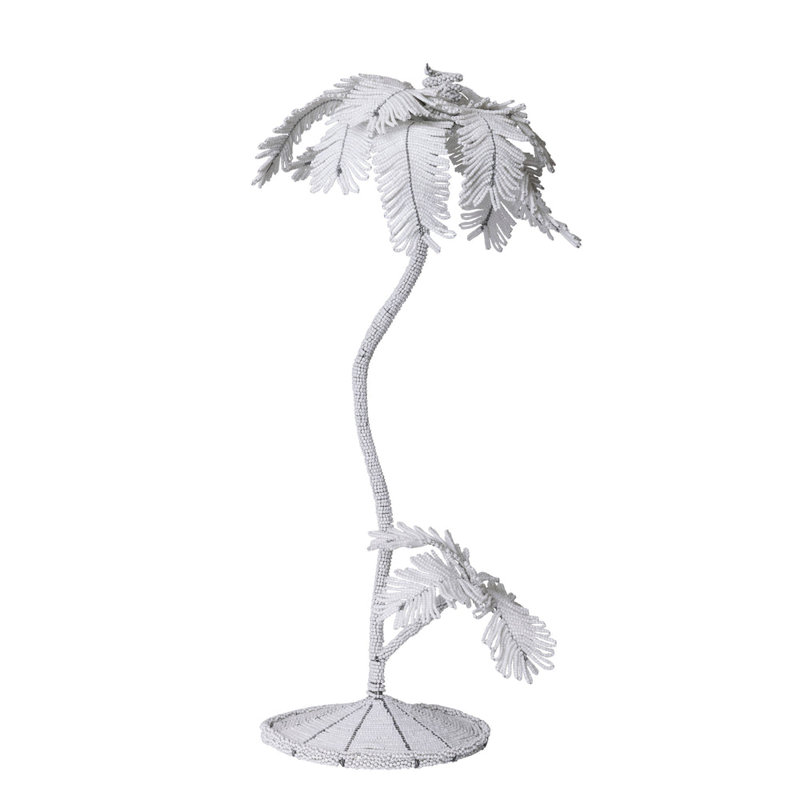 Desert Palm Tree Candlestick, White, 23" H x 9" W x 9" D