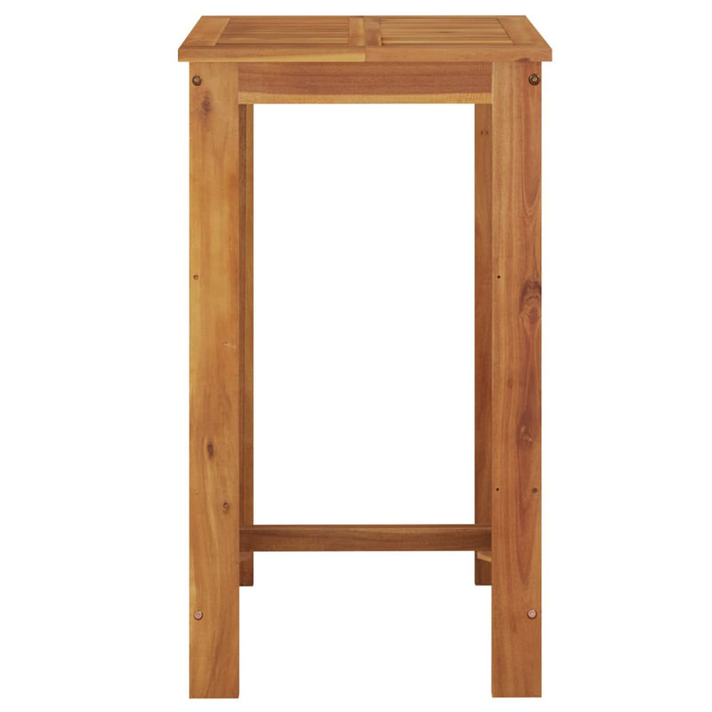 vidaXL Outdoor Solid Wood Acacia Bar Table, Durable and Weather-Resistant with Oil Finish, Modern Design Patio Furniture, 23.6"x23.6"x41.3" Brown