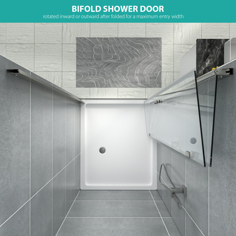 32" x 72" Frameless Clear Glass Shower Door with Brushed Nickel Finish