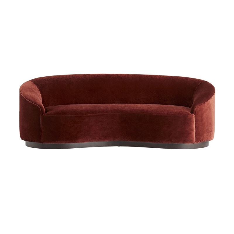 Turner Small Sofa Paprika Velvet, Red Velvet, Dark Walnut, 28"H x 84"W x 36"D
