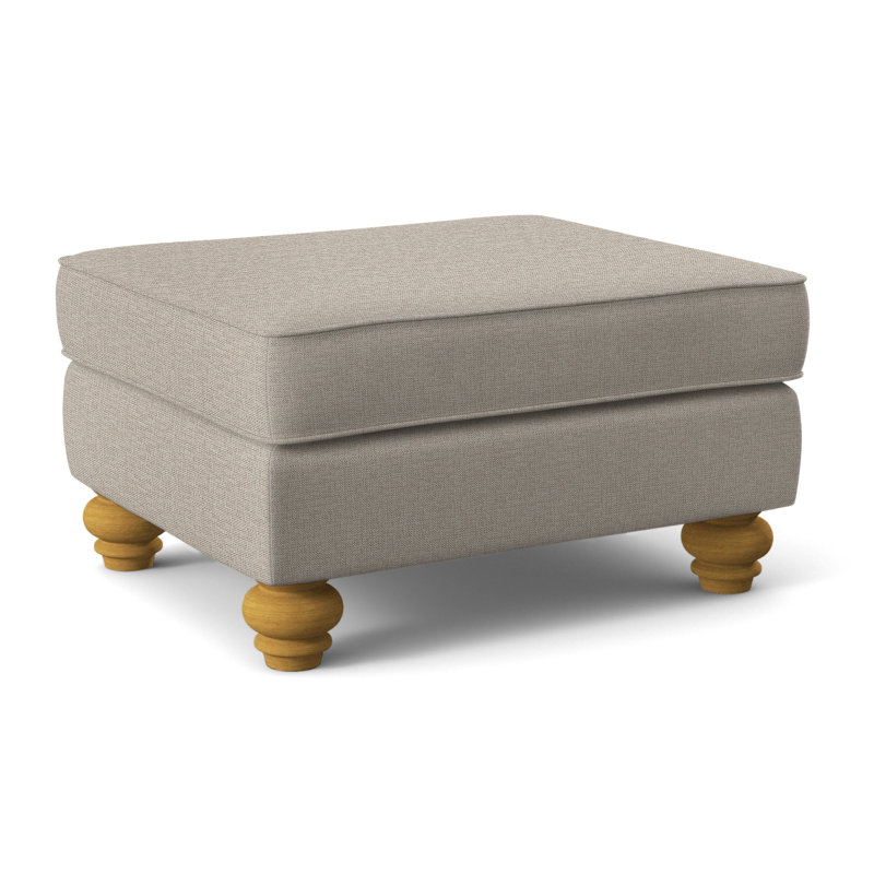 Lowell Upholstered Ottoman, Beige Performance Fabric; 0851-73, Honey Finish