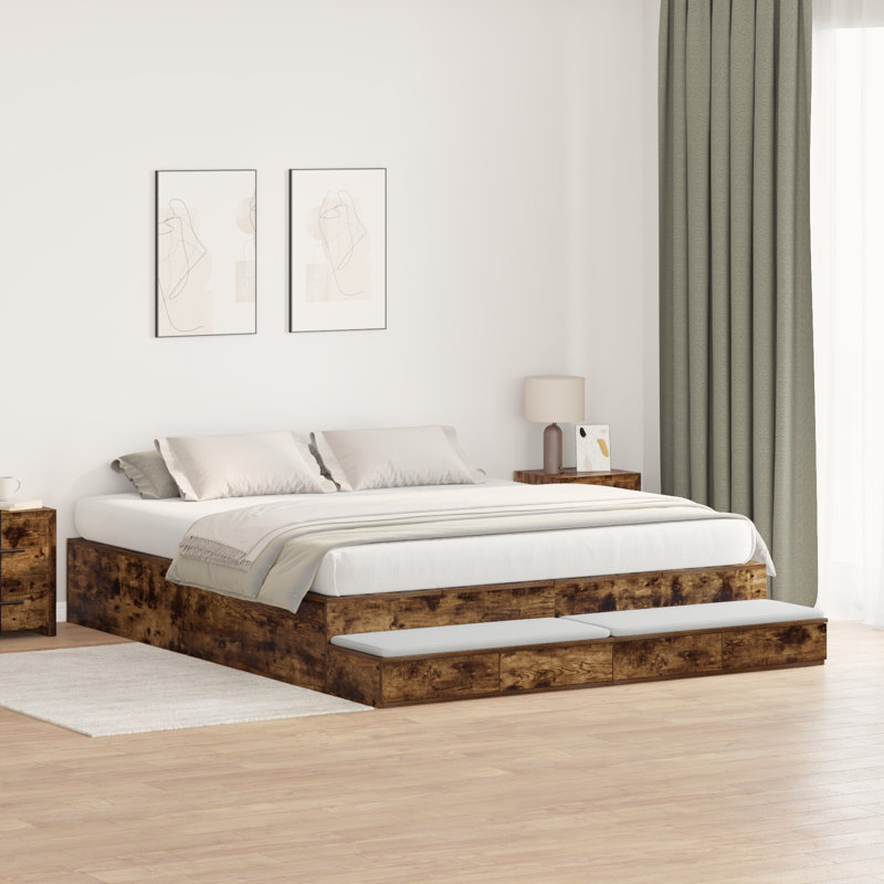 Bed Frame, Smoked Oak