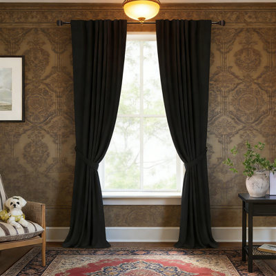 Thermal Insulated Blackout Curtains 84 Inch Long Black For Bedroom 2 Panels 50X84