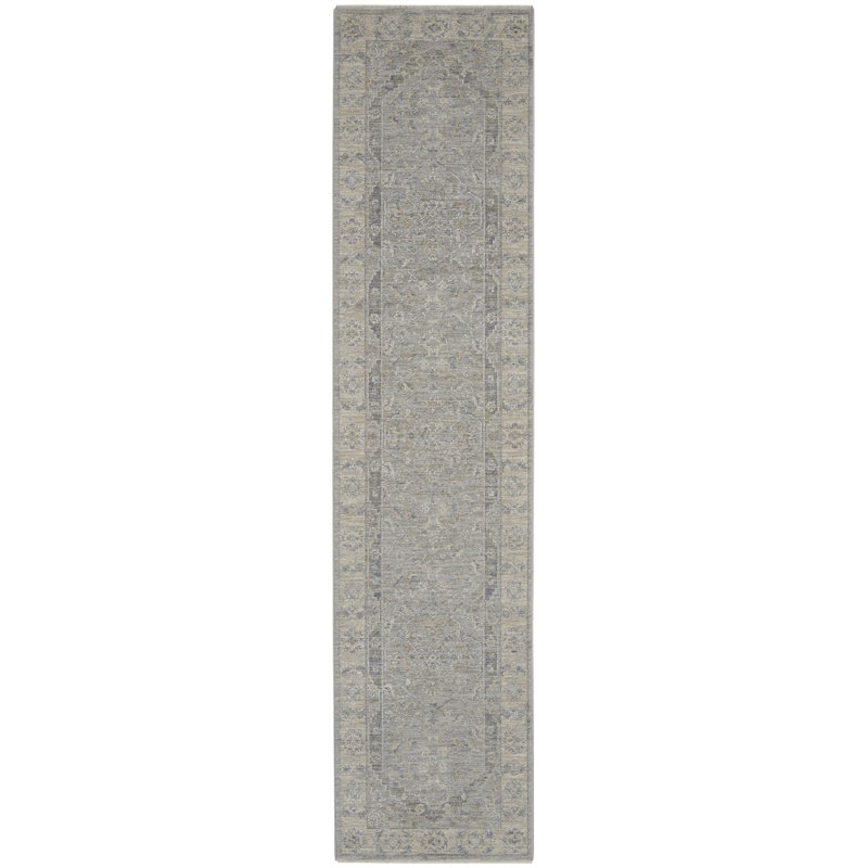 Tapis traditionnel gris Ryann, Tapis de couloir 2 pi 3 po x 10 pi 2 po