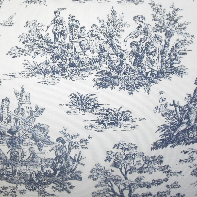 Toile Cotton Reversible Throw Pillow, Black, 18" H x 18" W, Down Blend