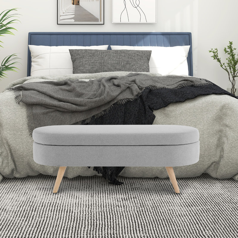 Kiia Linen Upholstered Storage Bench
