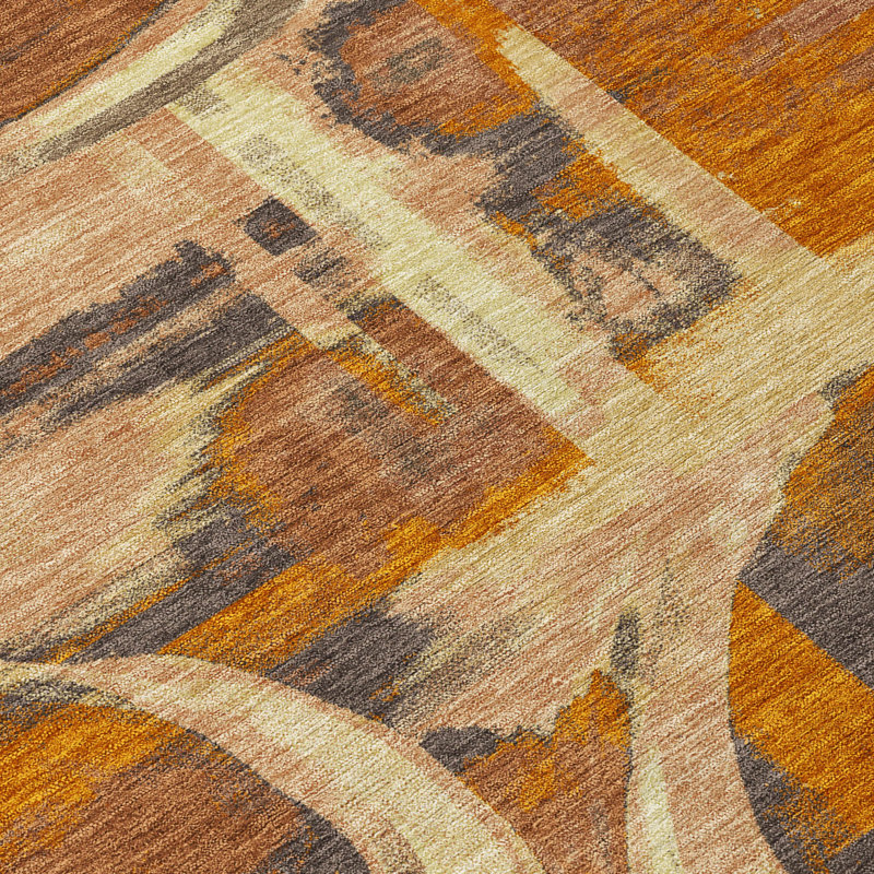 Tapis abstrait intérieur / extérieur lavable à la machine Chantille ACN2615, Paprika, 2 pi 6 po x 3 pi 10 po