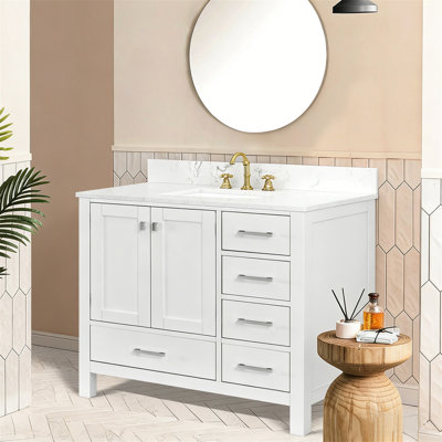 Dessus de meuble-lavabo autoportant blanc 42 po avec lavabo 42 po