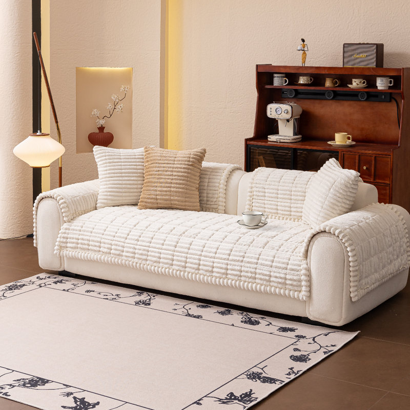 Pet-Friendly Shaggy Sofa Cover - Thick Plush Furniture Protector For Living Room, Tatami, Bay Window, Or Headboard Use