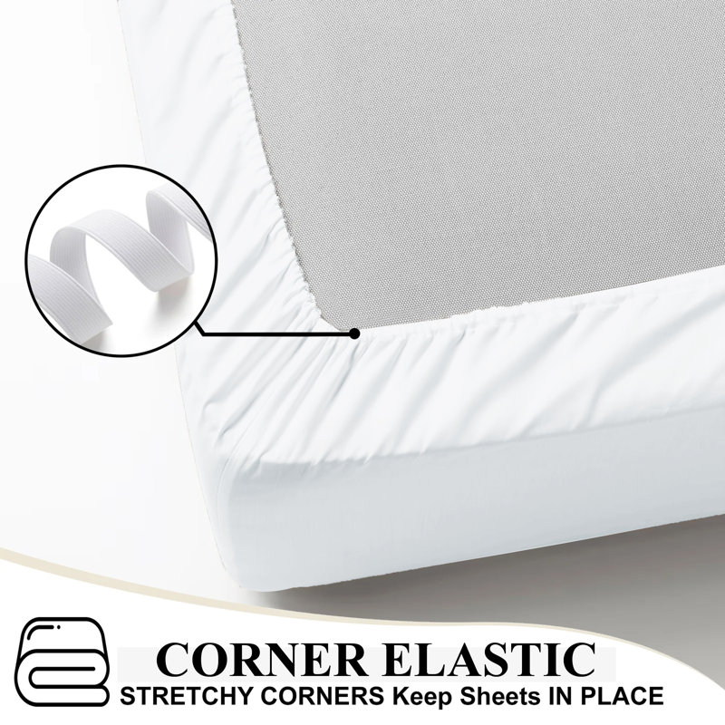 Super Soft 200 Thread Count Microfiber Brushed Fitted Bed Sheet, White, Double (4'6)