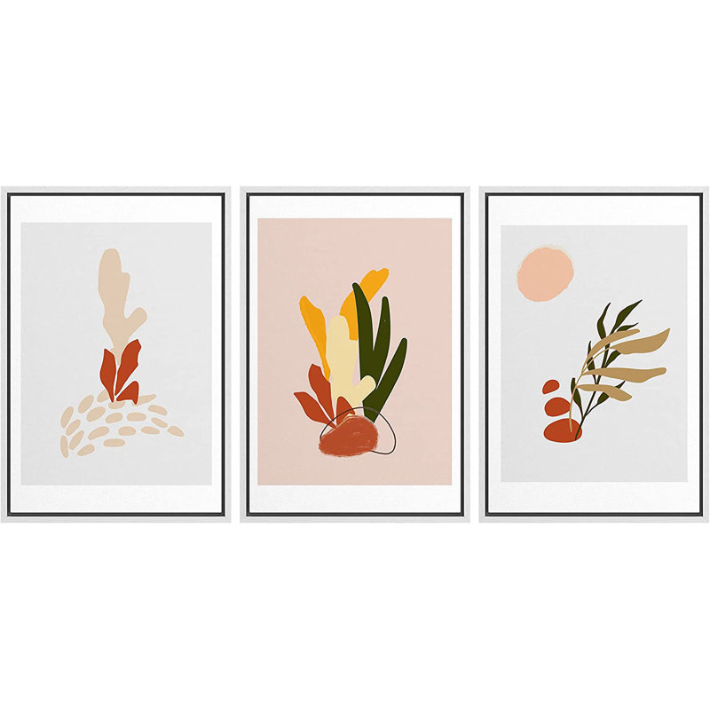 "Bright Abstract Shapes", 3 pièces, cadre flottant, impression sur toile, H 36 po x l 72 po x P 1,5 po