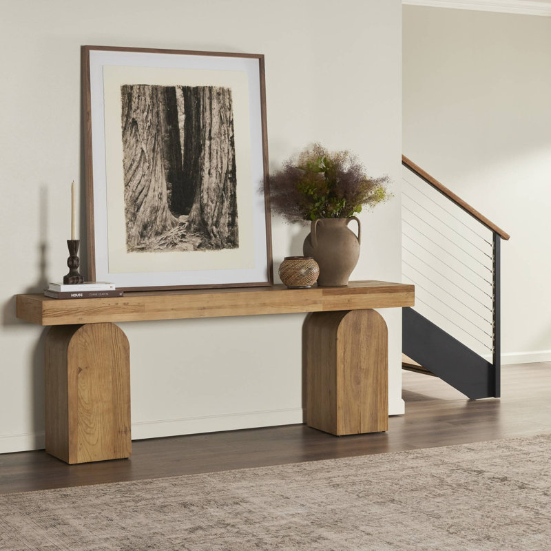 Keane 78'' W Solid Wood Console Table, Natural Elm Veneer
