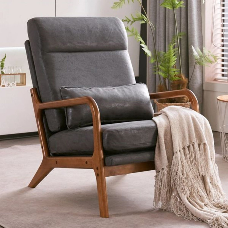 Fauteuil de 25,6 po de large Mamye, Microfabrique grise