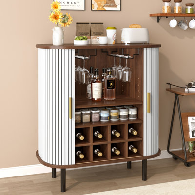 28-inch Buffet Sideboard Cabinet with Adjustable Shelves and Sliding Tambour Doors