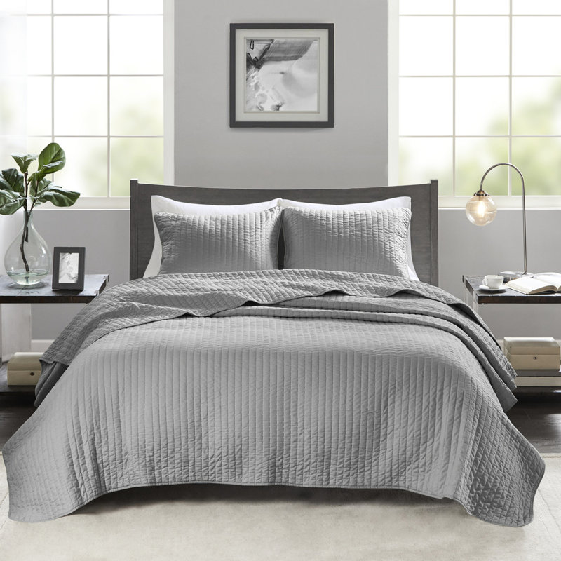Courtepointe 3 pièces pour lit double / grand lit - Microfibre avec rembourrage en coton, réversible pour tout changement de temps, rembourrage attrayant pour la literie d'exposition, tous les alignements saisonniers, look merveilleux