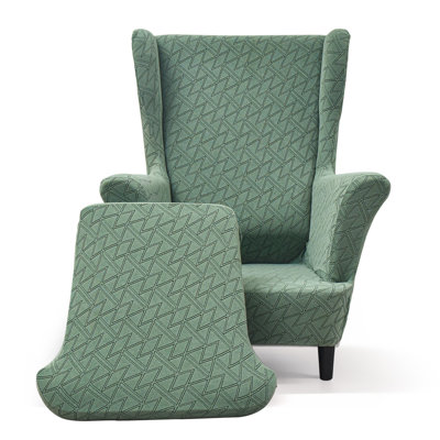 Housse extensible 2 pièces pour fauteuils à oreilles - Housse de canapé en jacquard spandex avec fond élastique