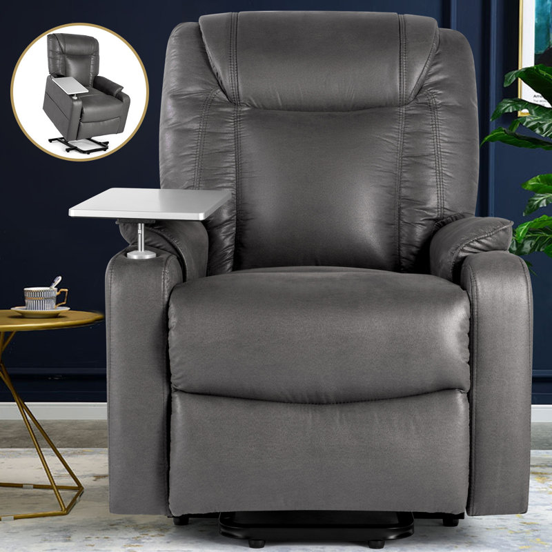 Fauteuil de massage chauffant en similicuir, Similicuir gris