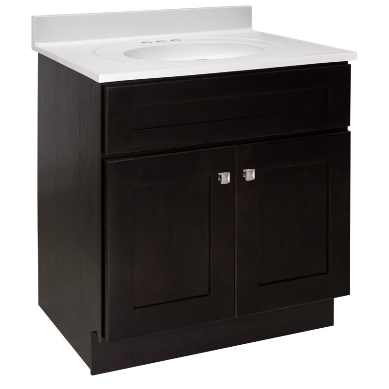 Brookings 31 Inch Bathroom Vanity with Cultured Marble Top, Assembled, Sherwin Williams® White – Design House, 214759