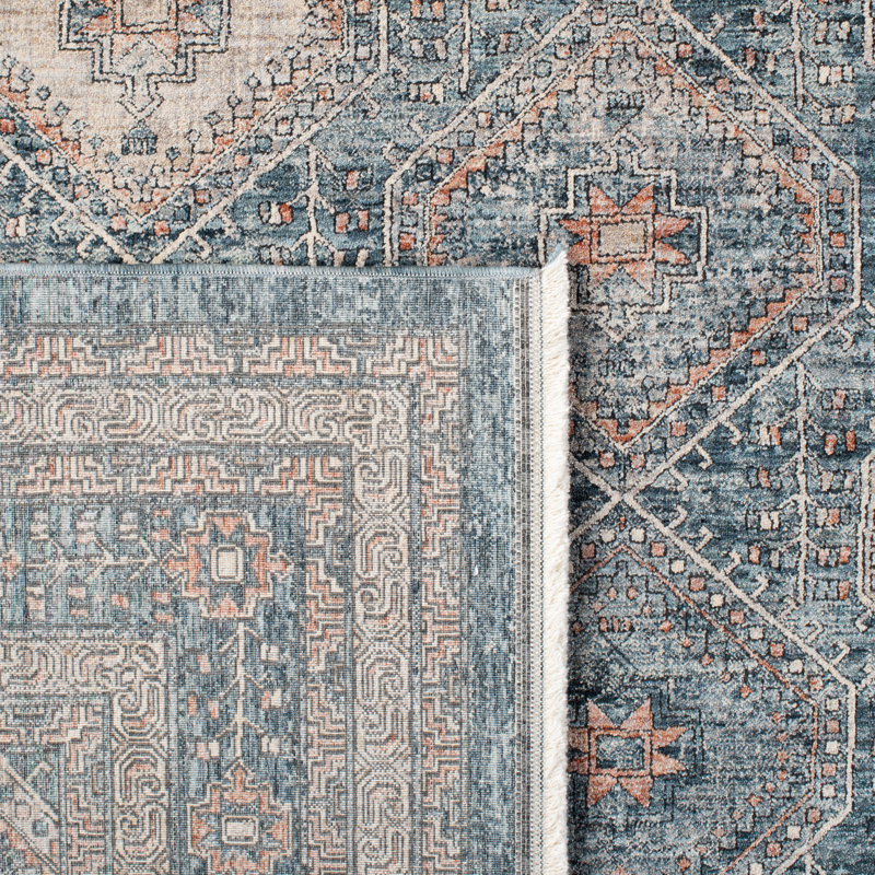Tapis oriental bleu / orange, Rectangle 9 pi 8 po x 13 pi