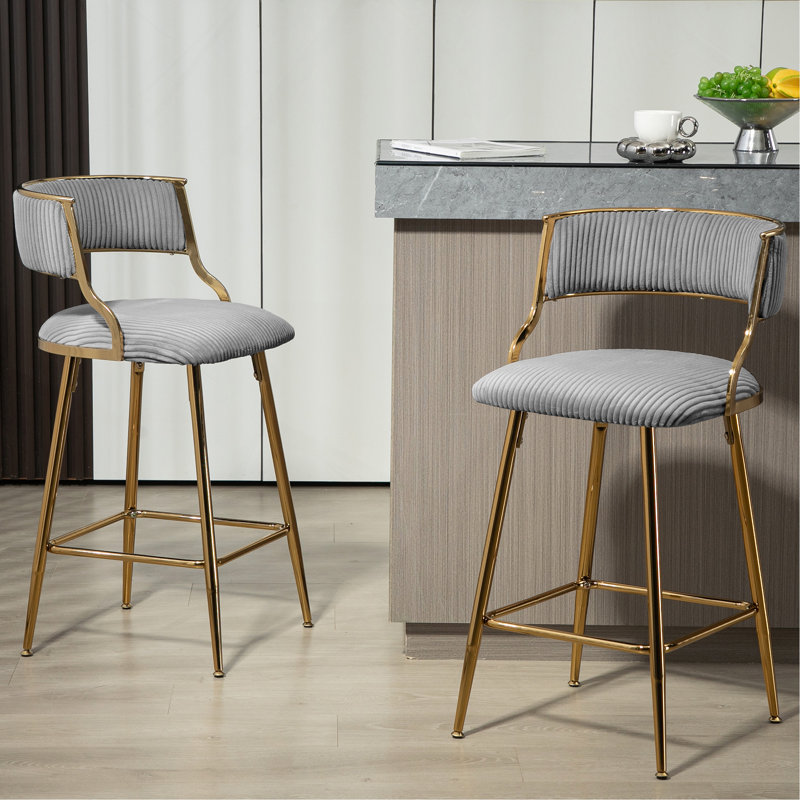 ENSEMBLE DE Tabourets de bar à hauteur de comptoir 2,26 po Corduroy, Gris