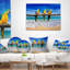 Oreilles bleues et dorées à la plage - Coussin imprimé Beaches-29075847-29075850