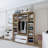 Modern Wardrobe with Numerous Shelves, Light Walnut & White, 55.1 x 71.6 x 17.7 inches | 100% Melamine Coated Particle Board, Thickness: 0.7 inches | Wall-Mountable, Stylish Design for Optimal Space Utilization