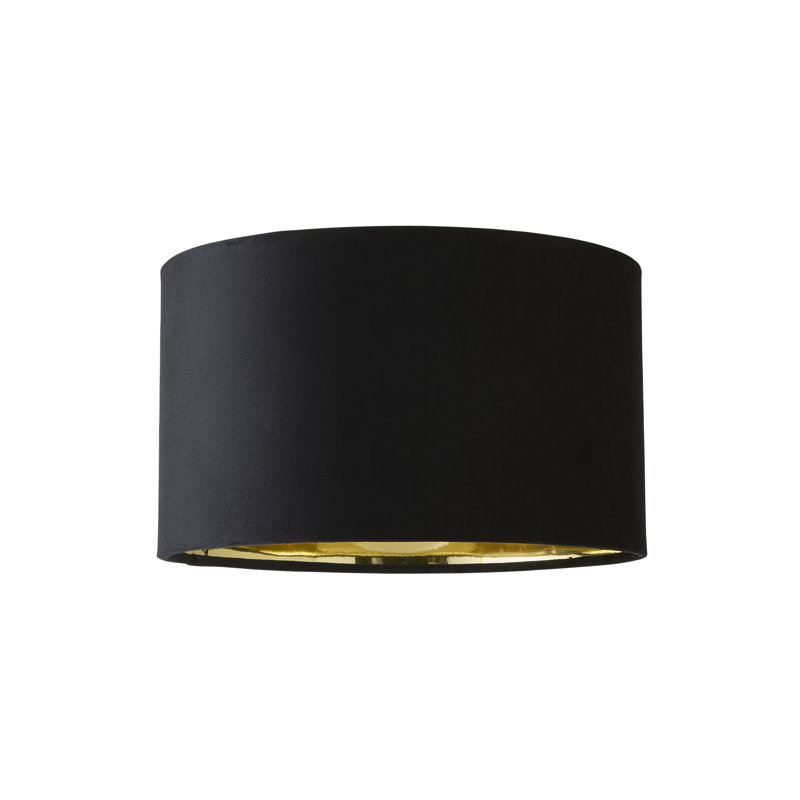 Aidar Linen Blend Drum Lamp Shade ( Slip-On ) in Black, 15" H x 25" W x 25" D